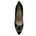 Load image into Gallery viewer, Manolo Blahnik Black Crystal Embellished Brooch Satin Pumps
