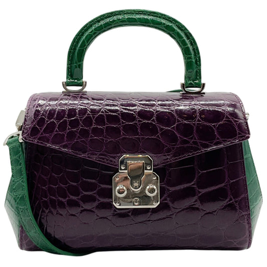 Kwanpen Purple / Green Croc Shoulder Bag
