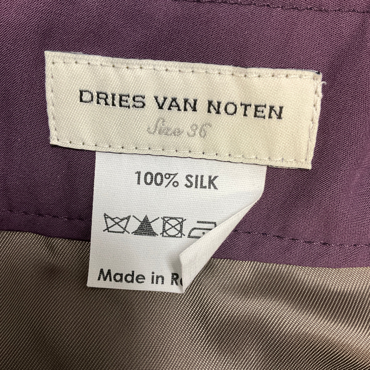 Dries Van Noten Eggplant Purple Silk Pants with Belt