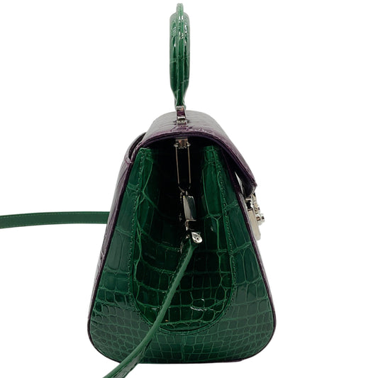 Kwanpen Purple / Green Croc Shoulder Bag
