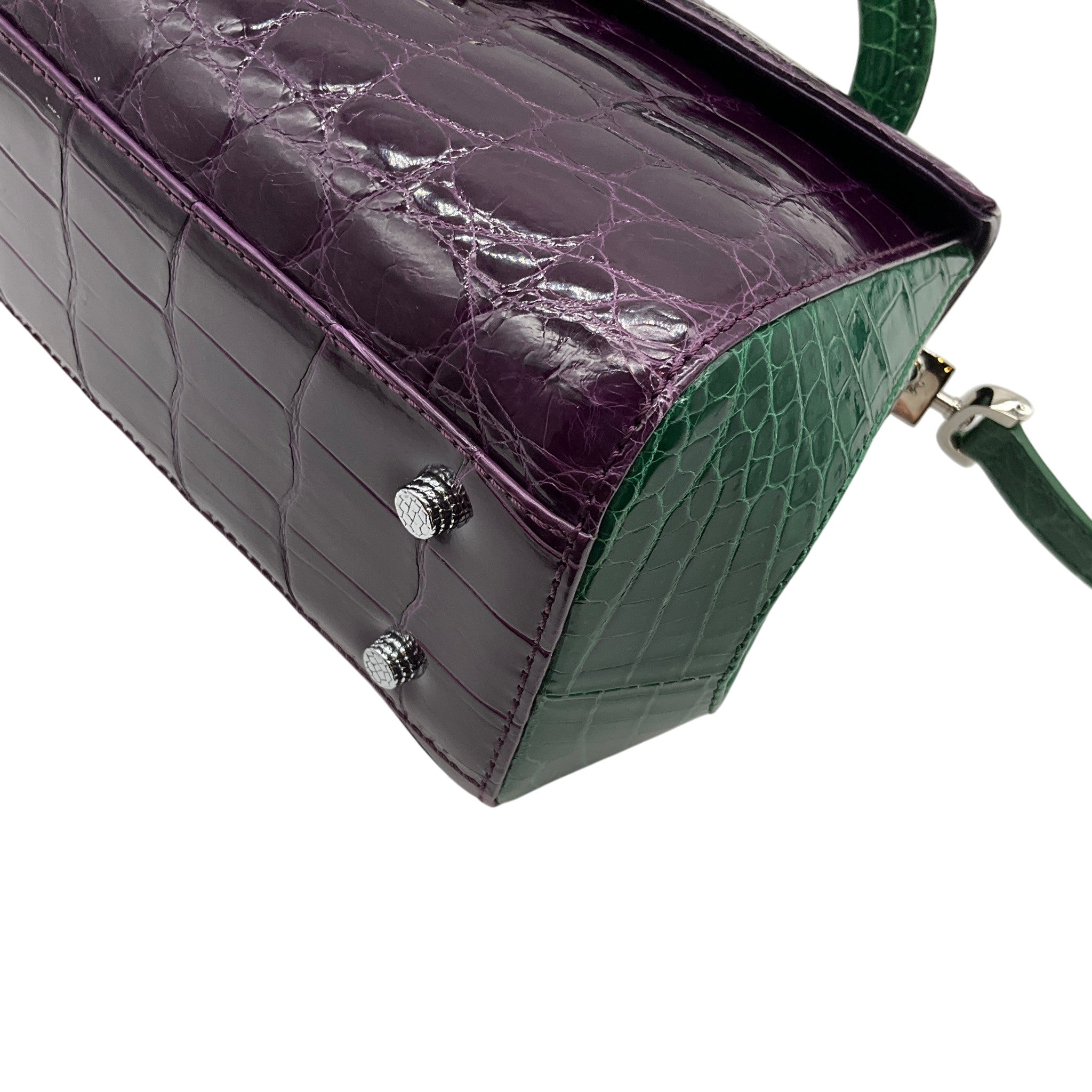 Kwanpen Purple / Green Croc Shoulder Bag