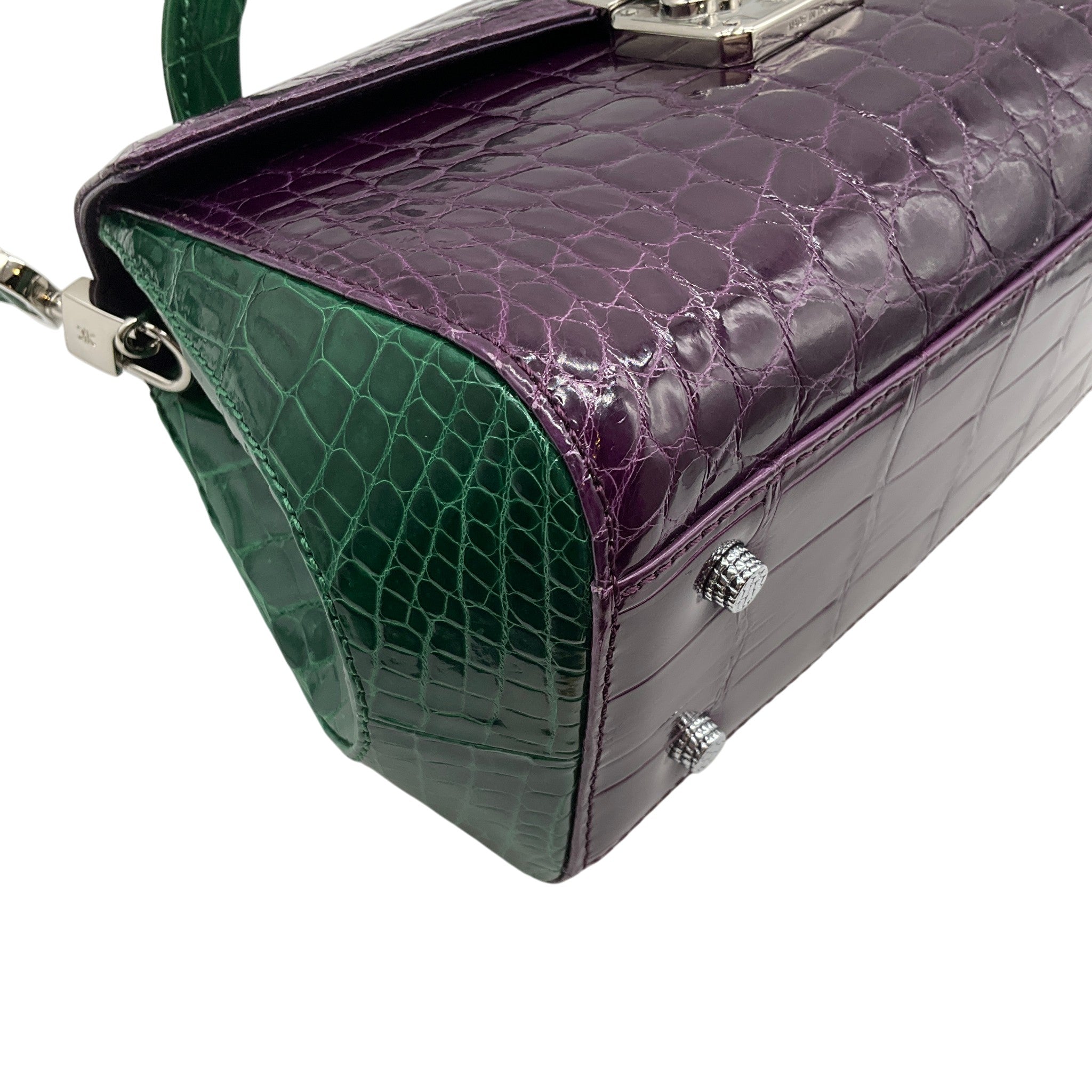 Kwanpen Purple / Green Croc Shoulder Bag