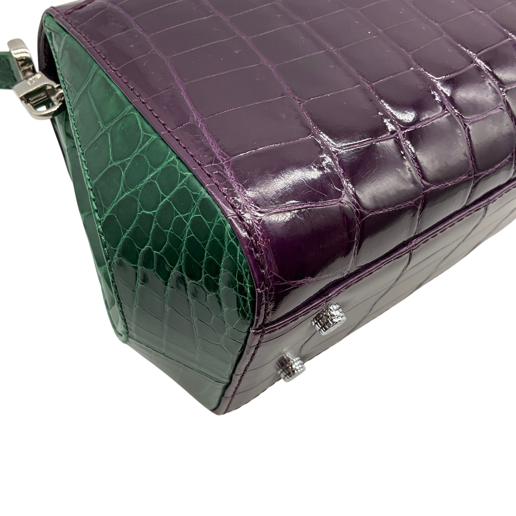 Kwanpen Purple / Green Croc Shoulder Bag