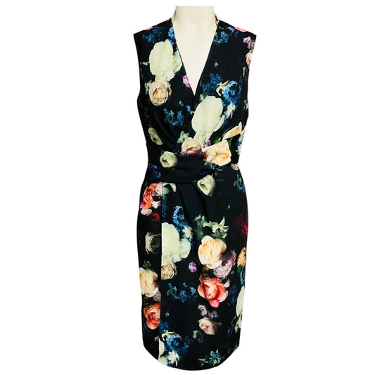 Adam Lippes Black Multi Floral Crepe Midi Dress