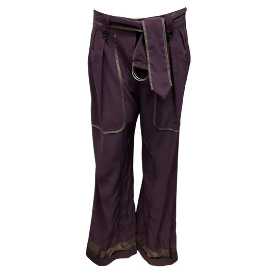 Dries Van Noten Eggplant Purple Silk Pants with Belt