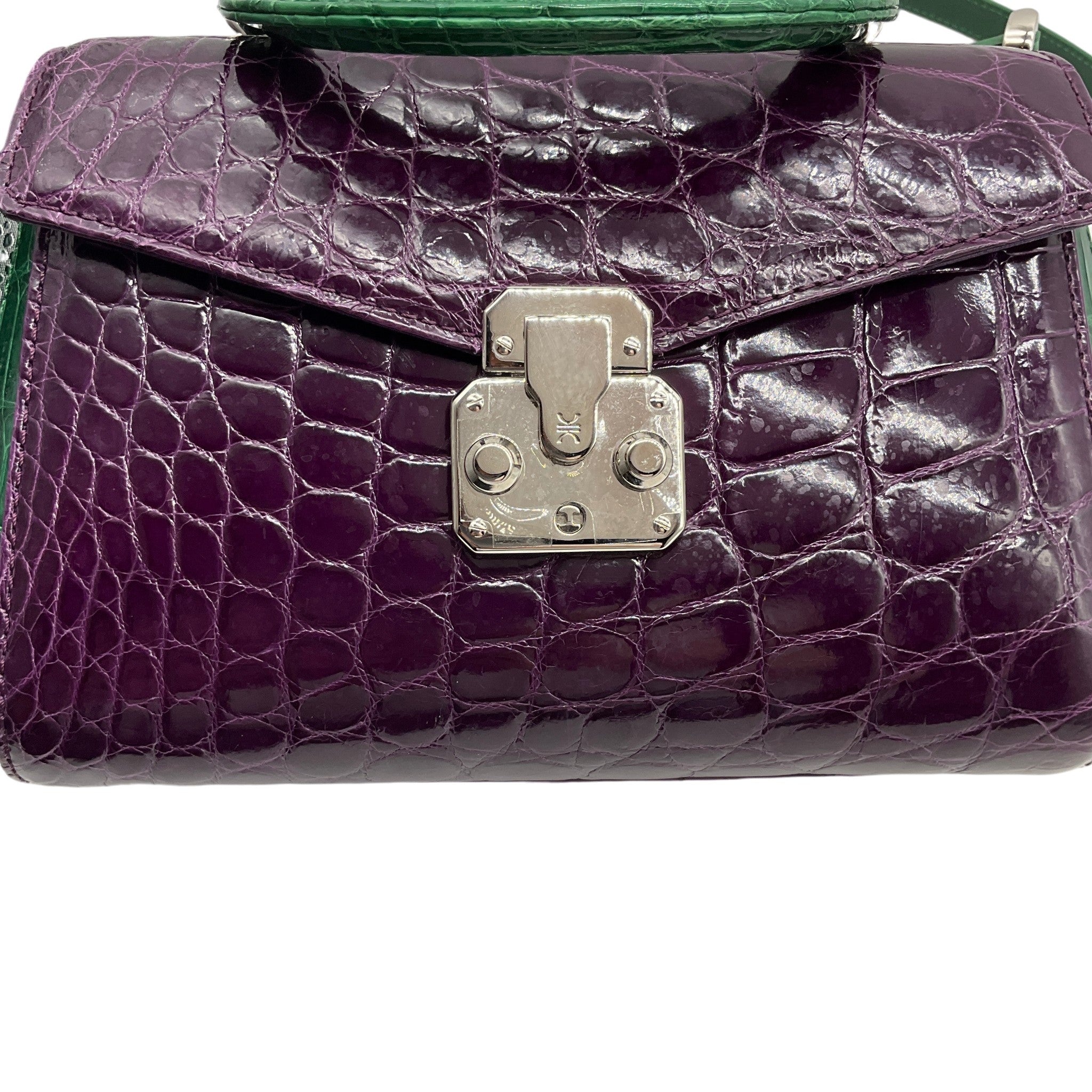 Kwanpen Purple / Green Croc Shoulder Bag