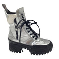 Load image into Gallery viewer, Louis Vuitton Silver Metallic Patent Calfskin Spaceship Laureate Platform Desert Boots
