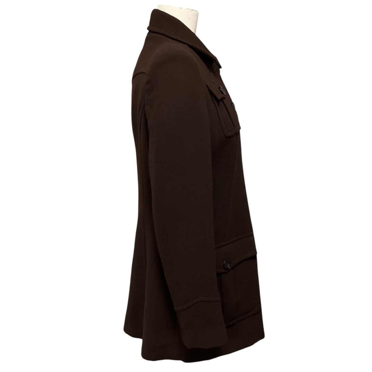Valentino Jeans Brown Button Front Wool Gauze Jacket