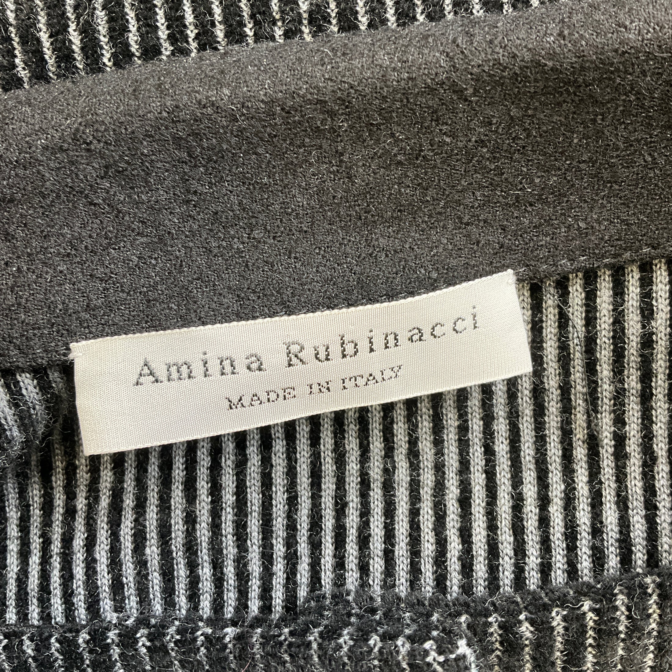 Amina Rubinacci Black / Grey Wool Knit Baltes Jacket