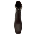 Load image into Gallery viewer, Valentino Brown / Gold Rockstud Smooth Leather Ankle Boots
