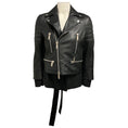 Load image into Gallery viewer, Dsquared2 Black Sheepskin Leather Moto Jacket with Fabric Trim
