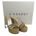 Load image into Gallery viewer, Casadei Honey Goldust Donna Hollywood Dazzle Platform Sandals
