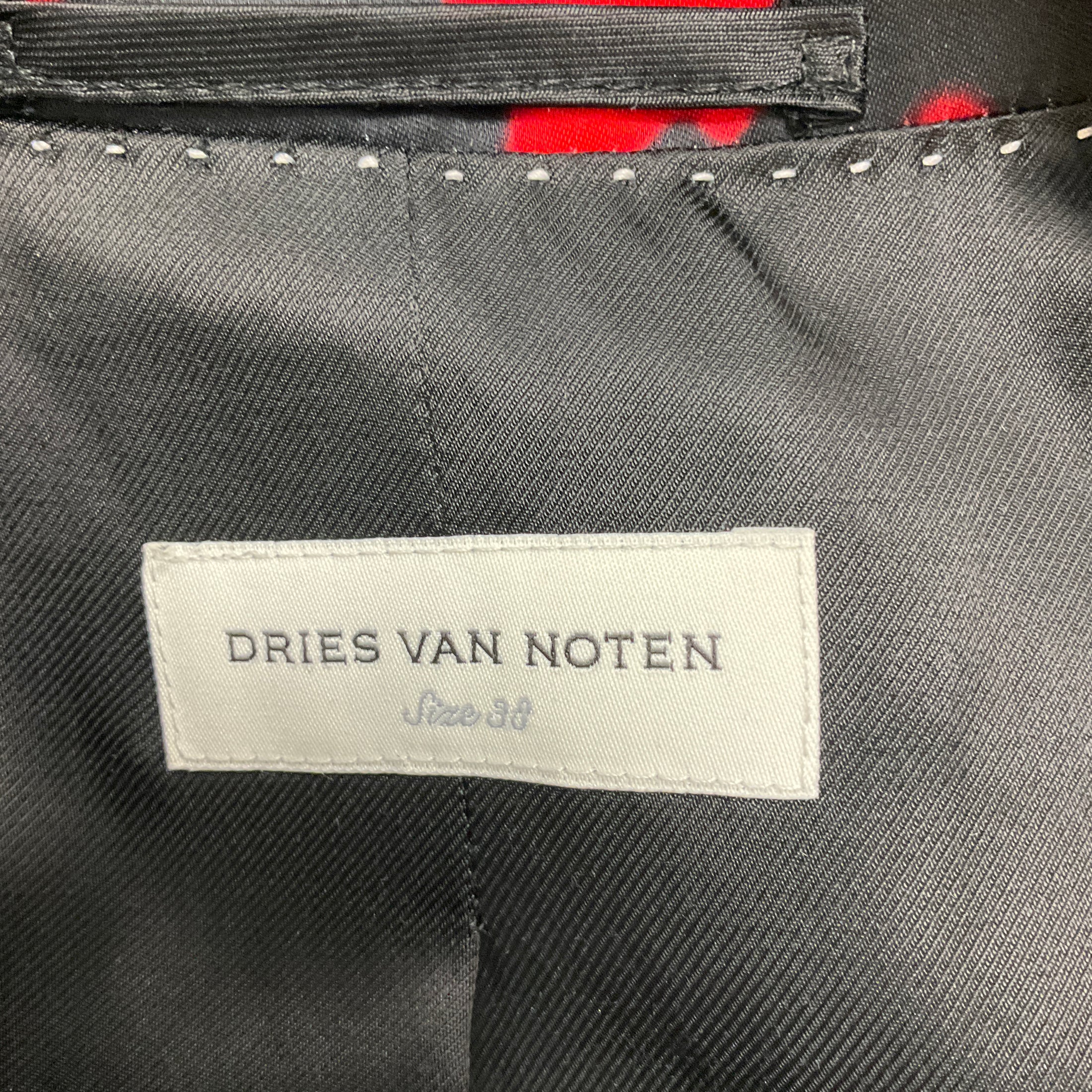 Dries Van Noten Black / Red Printed Satin Evening Coat