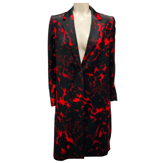 Dries Van Noten Black / Red Printed Satin Evening Coat