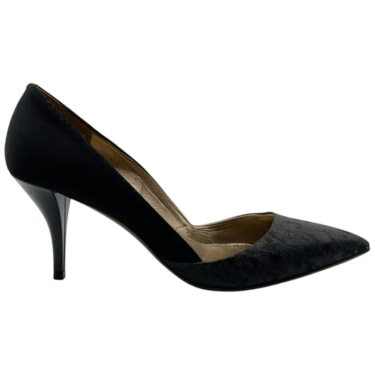 Lanvin Black Satin / Jacquard Brocade d'Orsay Pumps