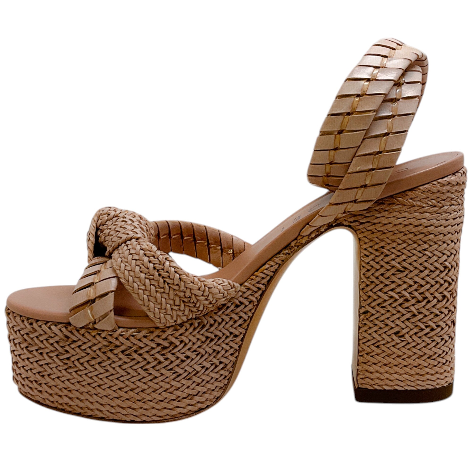 Casadei Natural Dafne Woven Leather Formentera Platform Sandals