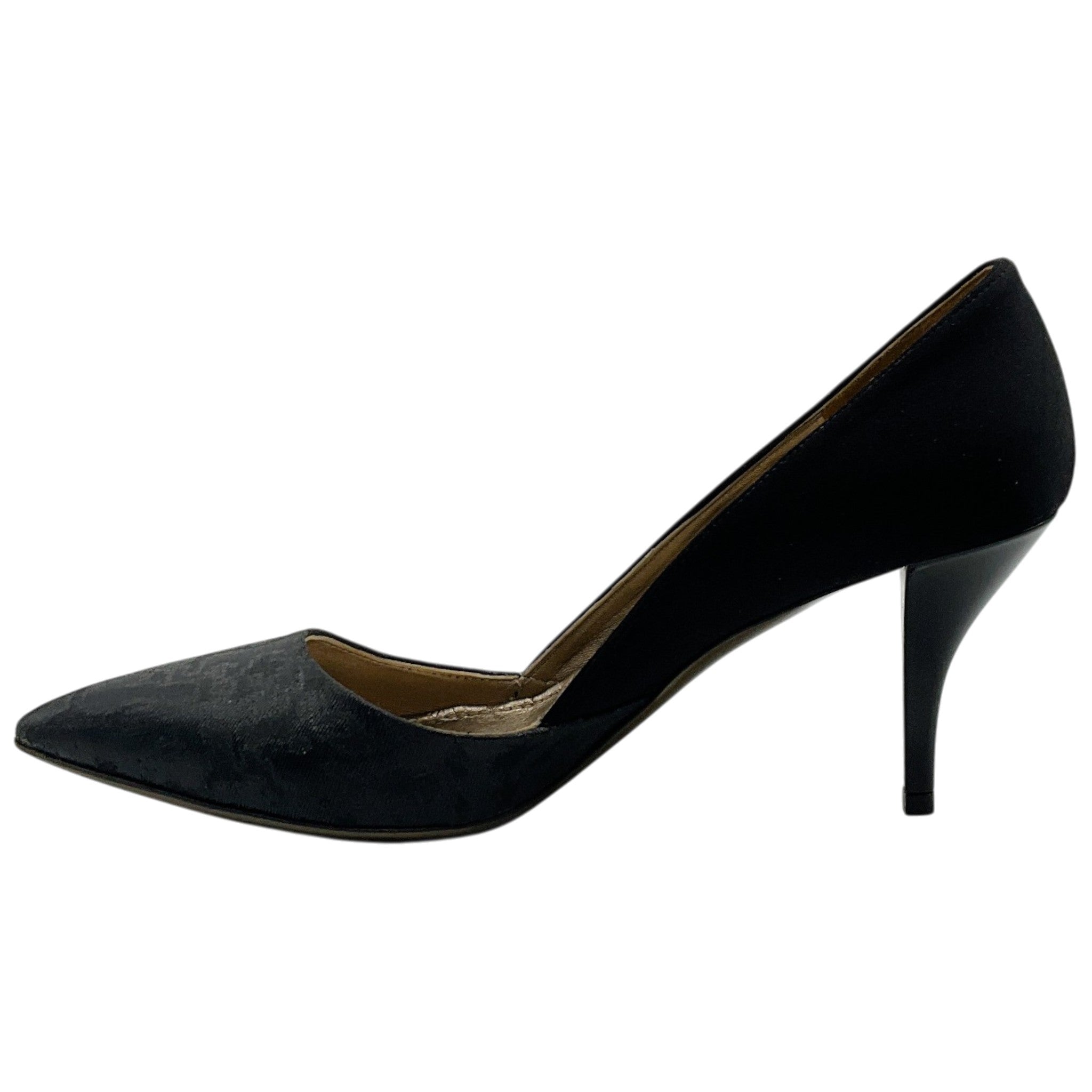 Lanvin Black Satin / Jacquard Brocade d'Orsay Pumps