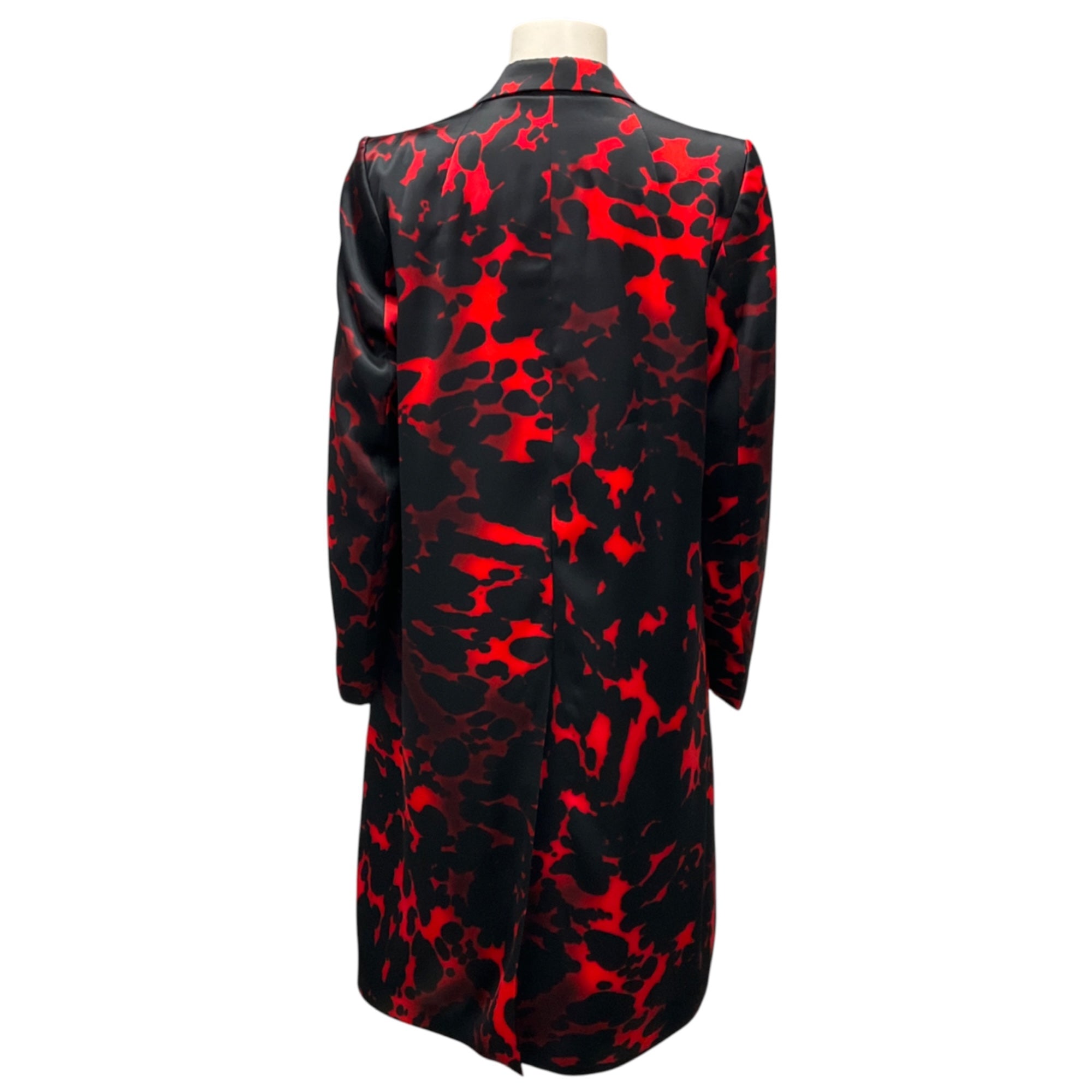 Dries Van Noten Black / Red Printed Satin Evening Coat