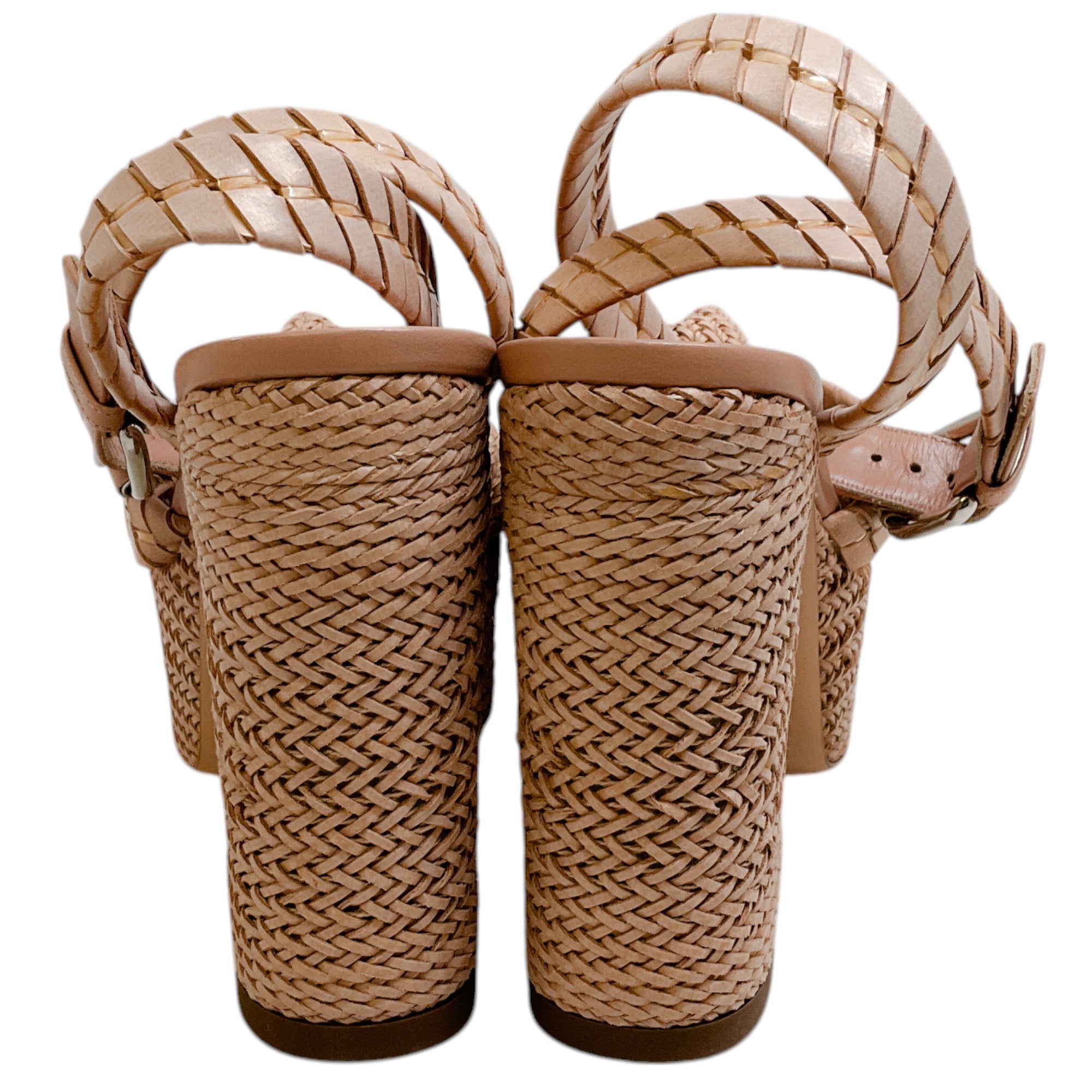 Casadei Natural Dafne Woven Leather Formentera Platform Sandals