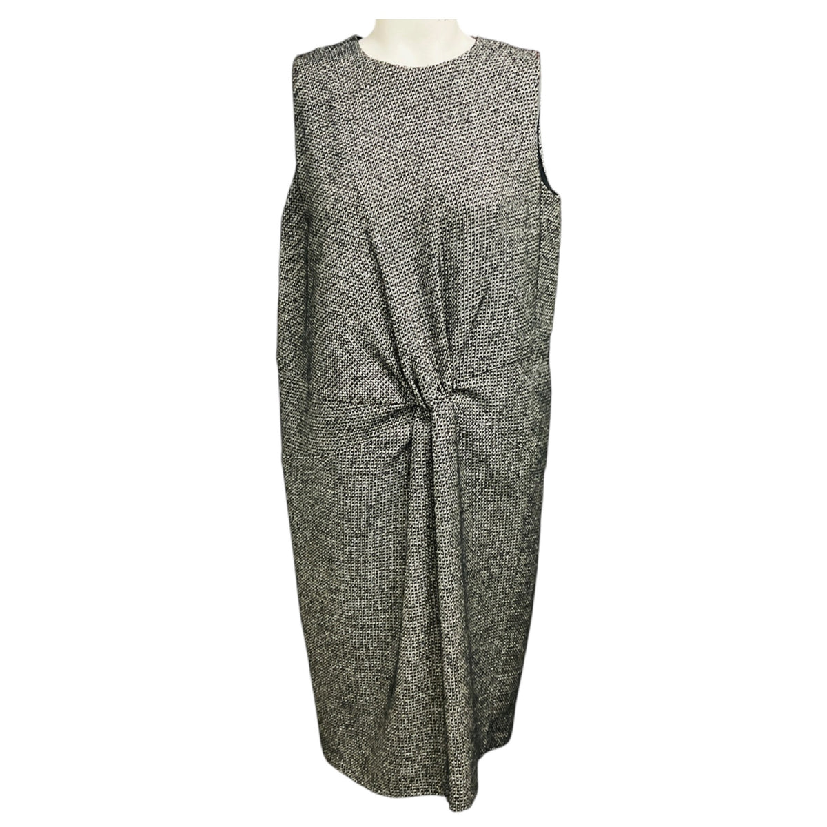 Maison Margiela Black / White / Grey Multi Sleeveless Tweed Sheath Dress