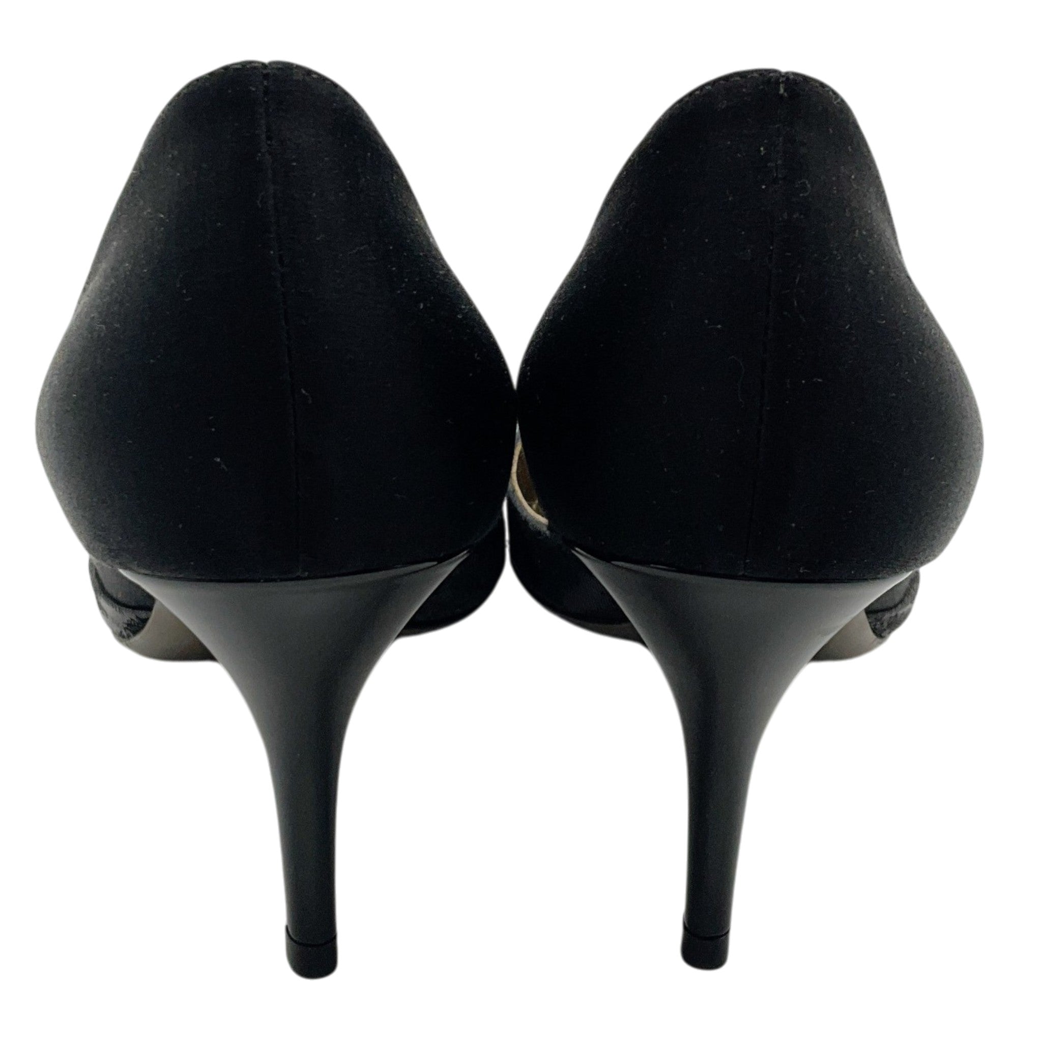 Lanvin Black Satin / Jacquard Brocade d'Orsay Pumps