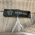 Load image into Gallery viewer, Versace Taupe Sequined Wool and Cashmere Knit Long Cardigan Sweater with Fox Fur Collar
