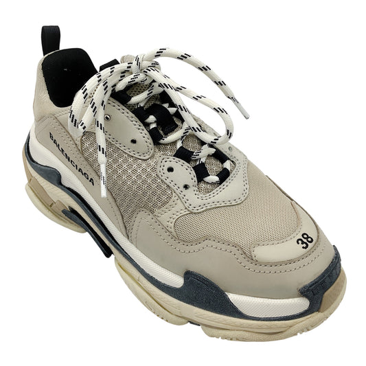 Balenciaga Beige / Black Mesh and Honeycomb Mesh Women's Triple S Sneakers