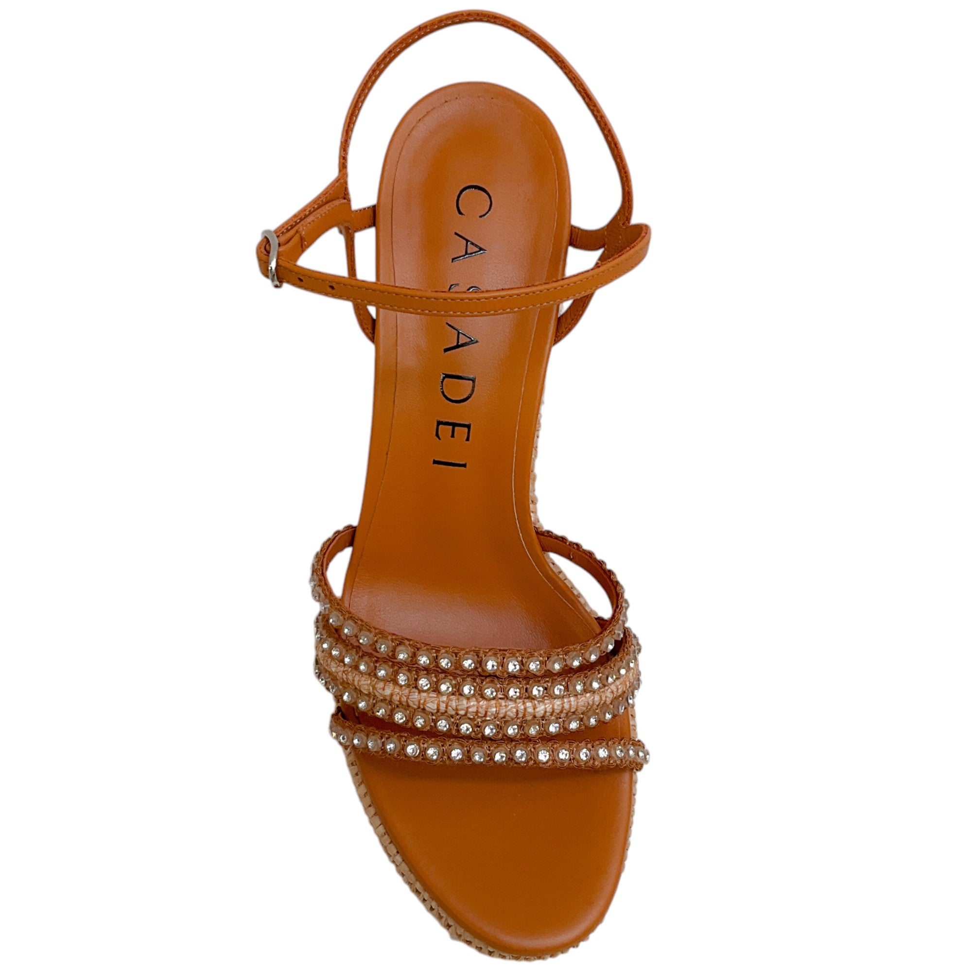 Casadei Natural Toffee Woven Platform Sandals