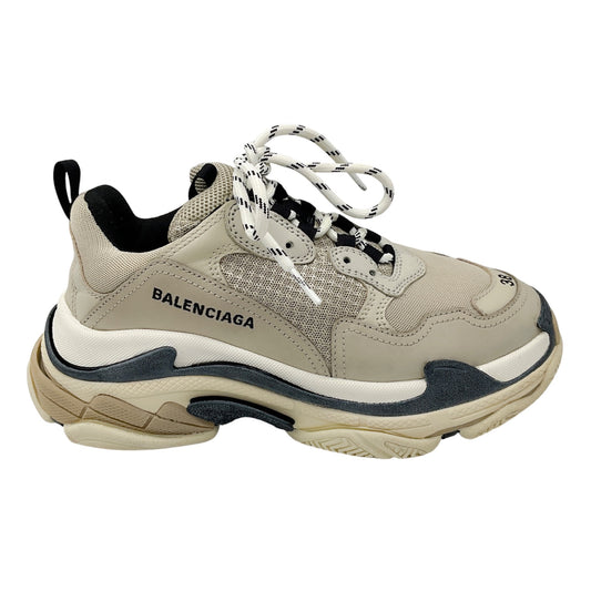 Balenciaga Beige / Black Mesh and Honeycomb Mesh Women's Triple S Sneakers