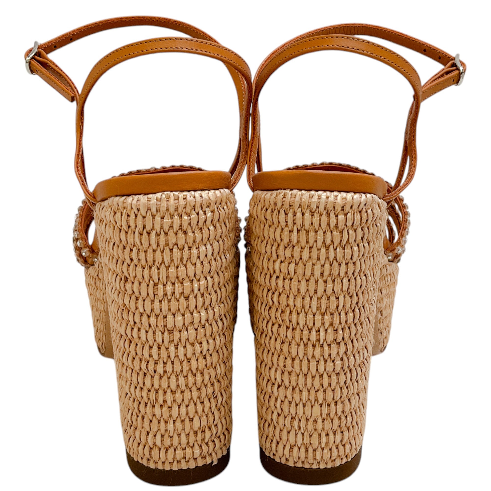 Casadei Natural Toffee Woven Platform Sandals