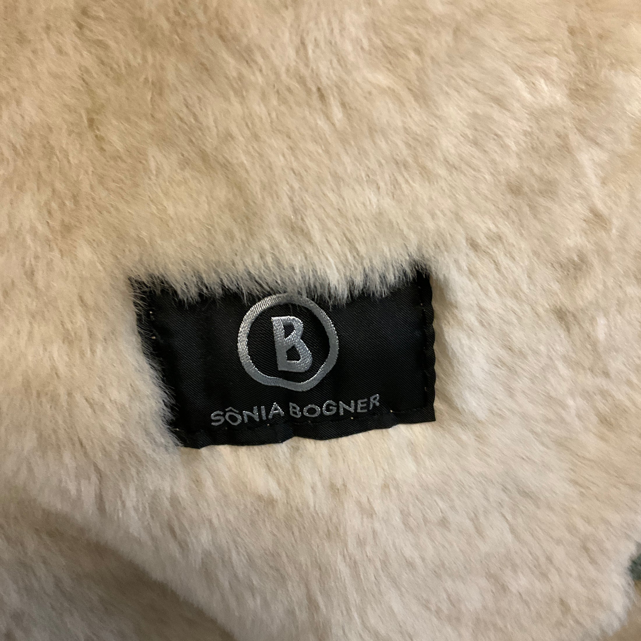 Bogner Beige Multi Floral Embroidered Mid Length Shearling Coat