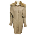 Load image into Gallery viewer, Versace Taupe Sequined Wool and Cashmere Knit Long Cardigan Sweater with Fox Fur Collar
