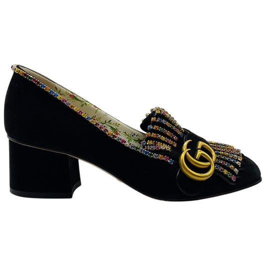 Gucci GG Marmont Pumps with Rainbow Crystal Fringe