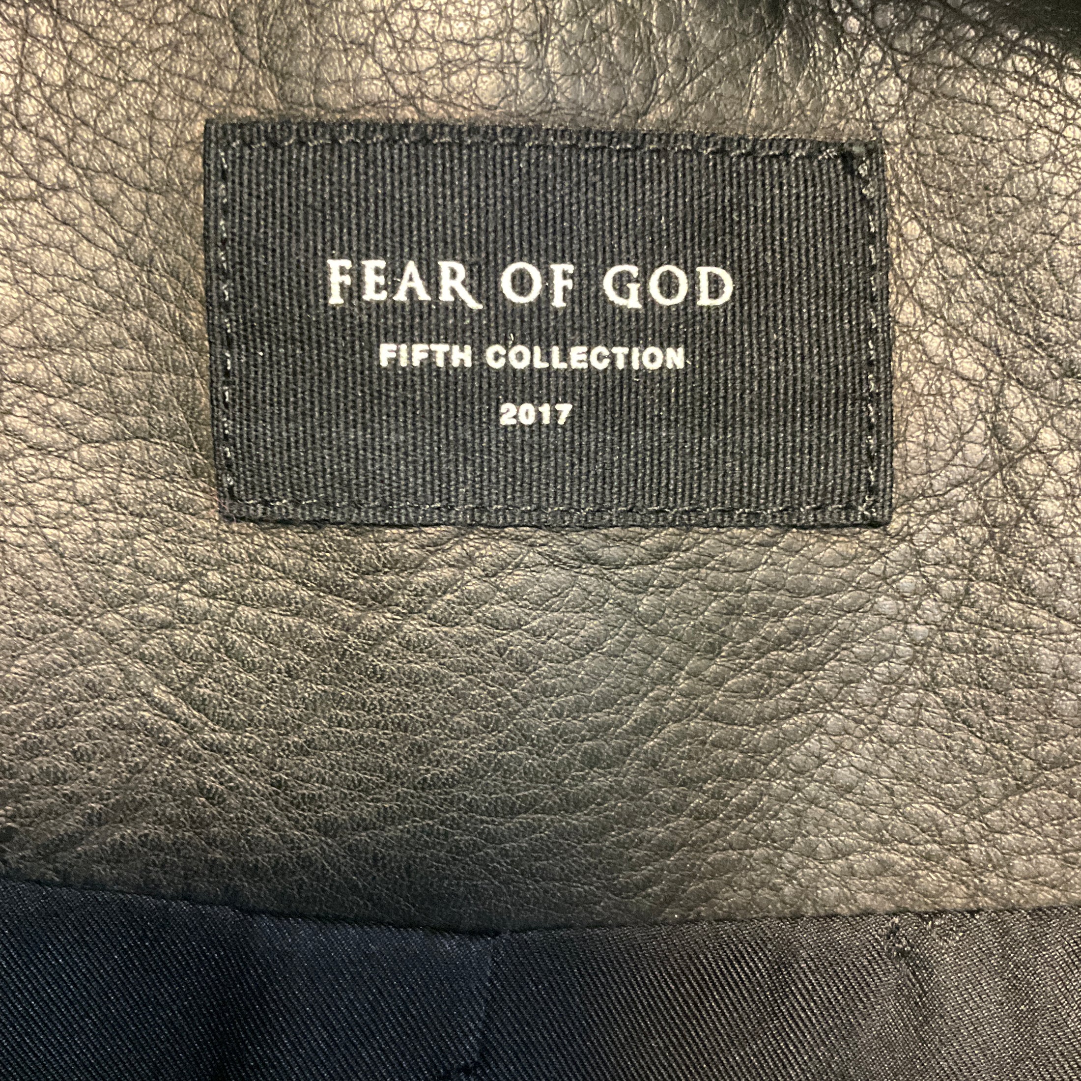 Fear of God Black Marbella Cow Leather Open Front Mid Length Coat