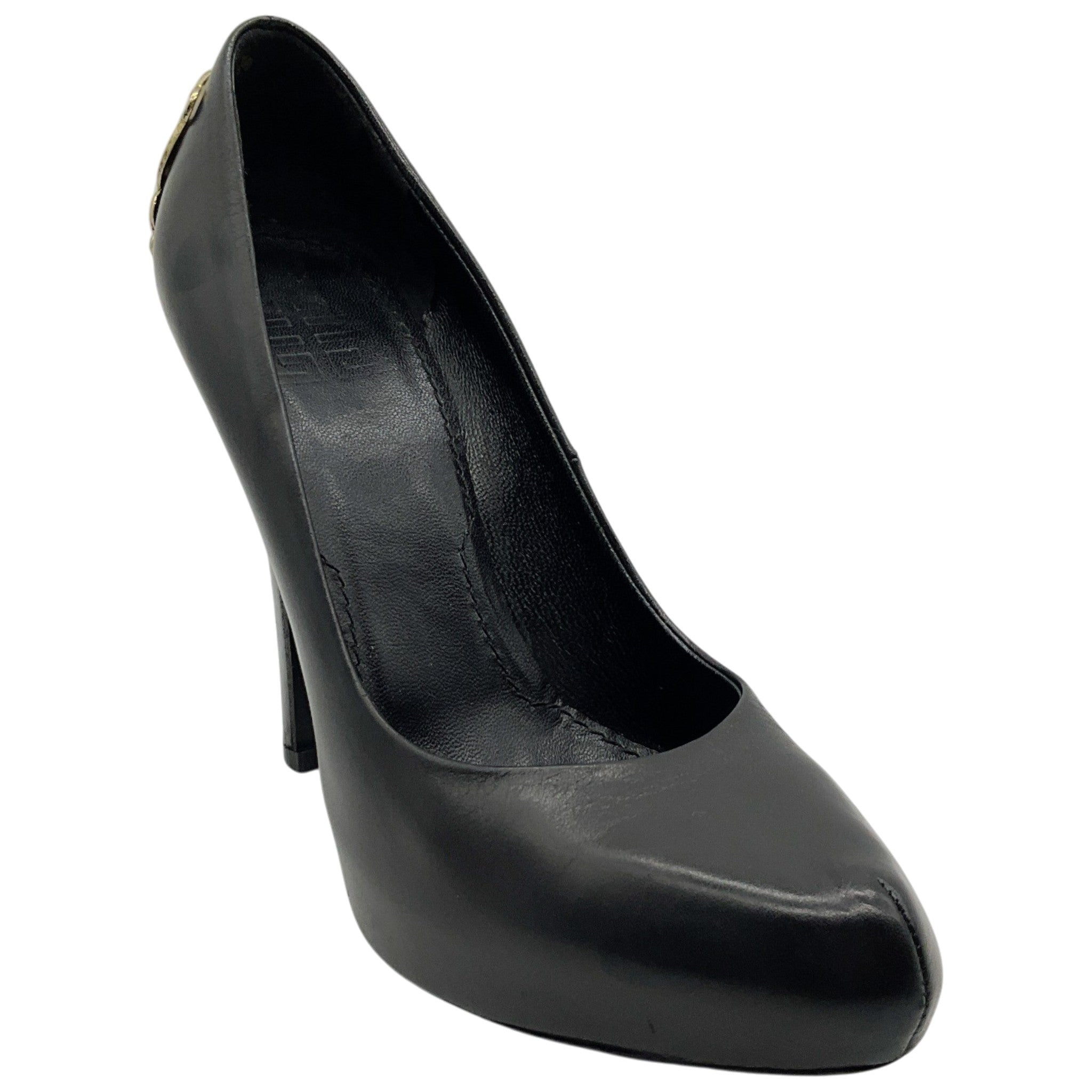 Givenchy Black Leather Platform Pumps with Gold Metal Embellishment
