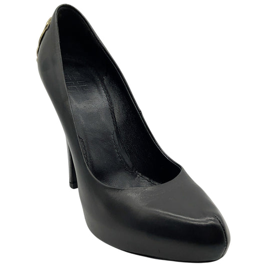 Givenchy Black Leather Platform Pumps with Gold Metal Embellishment
