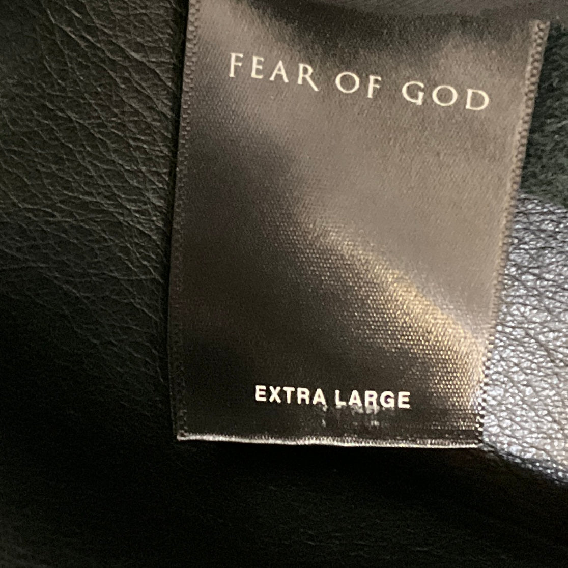 Fear of God Black Marbella Cow Leather Open Front Mid Length Coat