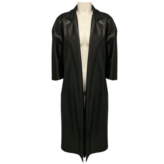 Fear of God Black Marbella Cow Leather Open Front Mid Length Coat