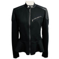 Load image into Gallery viewer, Ralph Lauren Black Label Black Calf Leather and Cotton Jersey Zip Front Jacket
