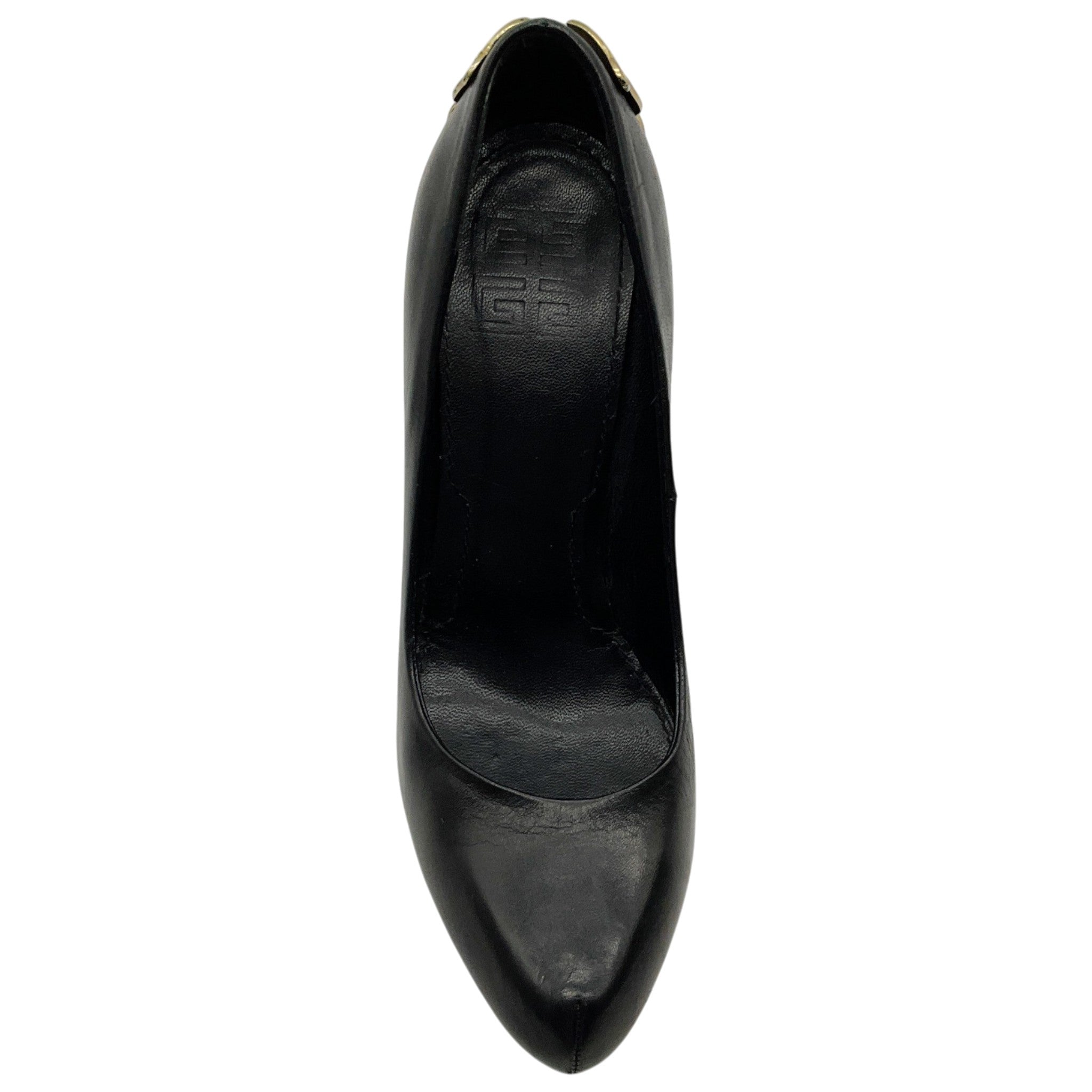 Givenchy Black Leather Platform Pumps with Gold Metal Embellishment