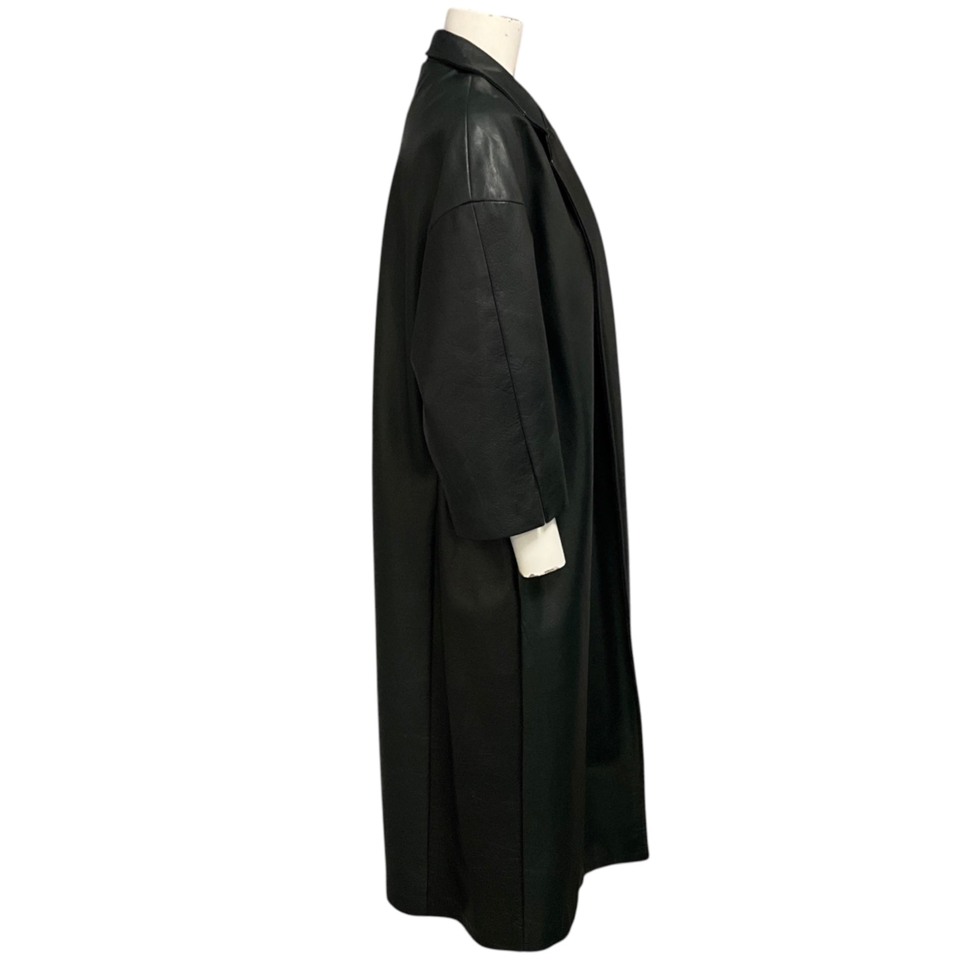 Fear of God Black Marbella Cow Leather Open Front Mid Length Coat