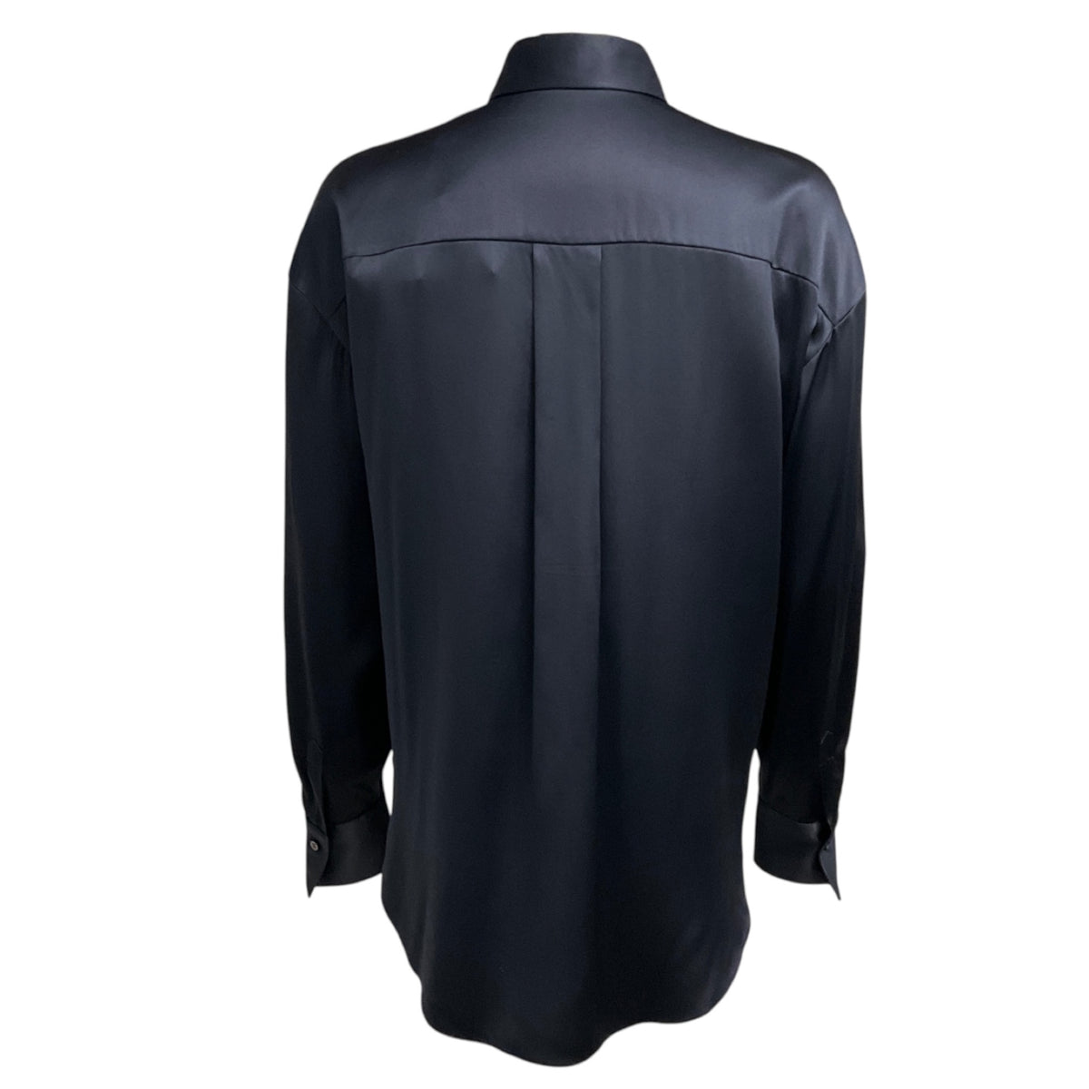 Brunello Cucinelli Night Sky Navy Blue Silk Shirt with Monili Chain
