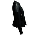 Load image into Gallery viewer, Ralph Lauren Black Label Black Calf Leather and Cotton Jersey Zip Front Jacket
