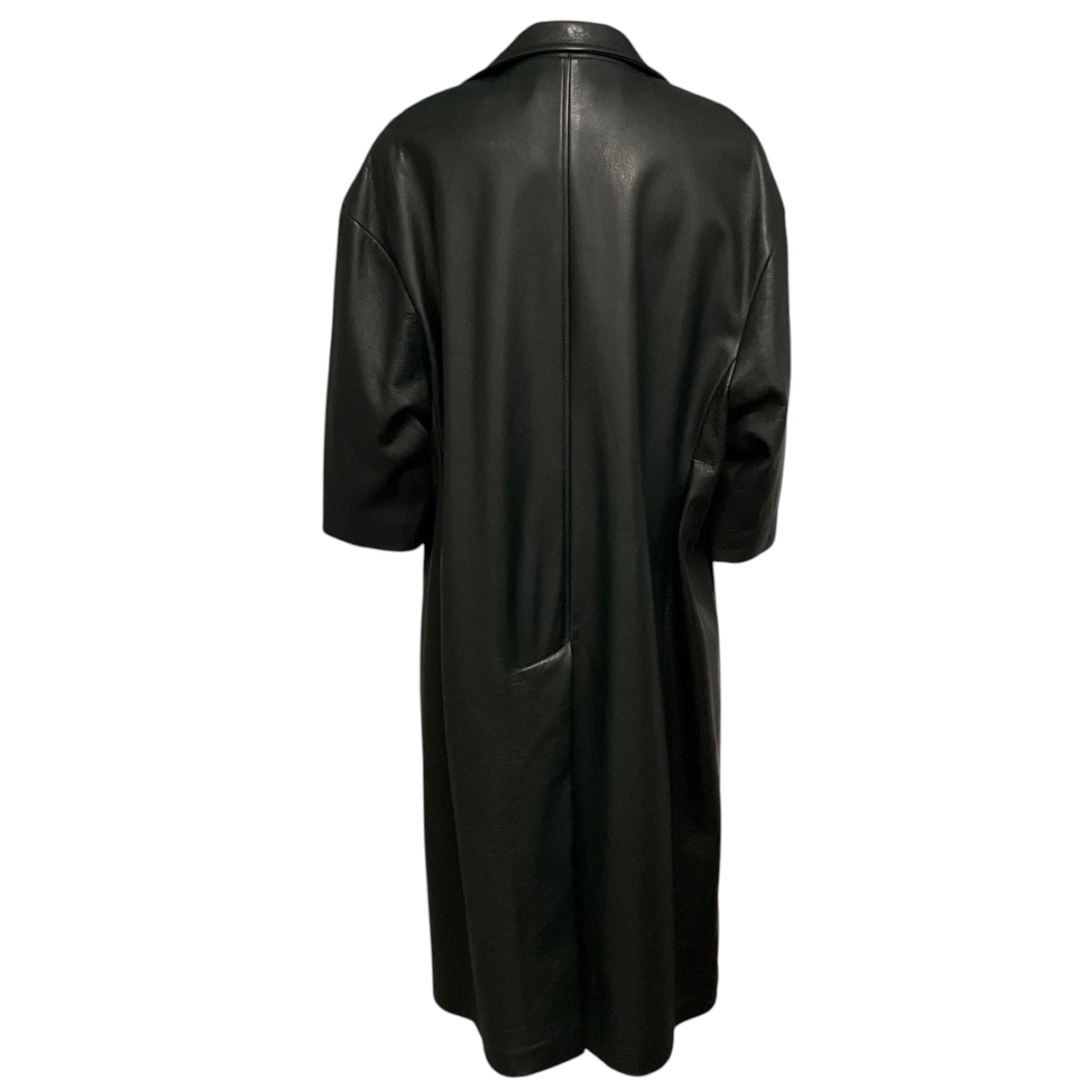 Fear of God Black Marbella Cow Leather Open Front Mid Length Coat