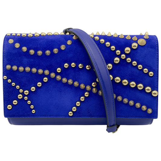 Christian Louboutin Galactiqueen Blue Suede / Leather Paloma Clutch Bag