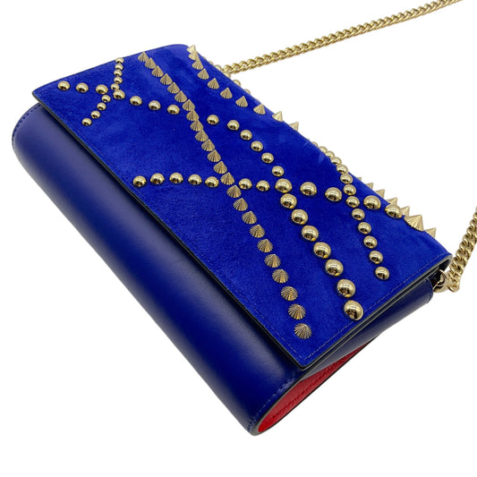Christian Louboutin Galactiqueen Blue Suede / Leather Paloma Clutch Bag