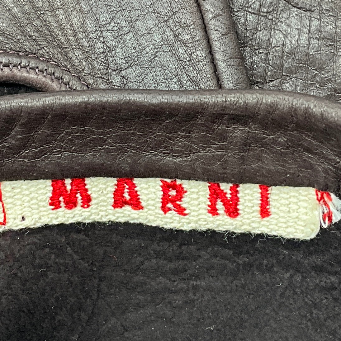Marni Dark Brown Long Leather Gloves