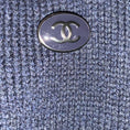 Load image into Gallery viewer, Chanel Navy Blue Faux Pearl Embellished Cotton and Cashmere Knit Dress with CC Logo Plate
