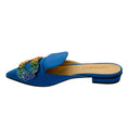 Load image into Gallery viewer, Giannico Blue Crystal Embellished Satin Mules
