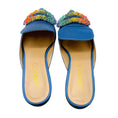 Load image into Gallery viewer, Giannico Blue Crystal Embellished Satin Mules
